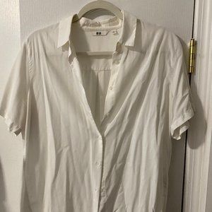 Uniqlo White Short Sleeve Button Up